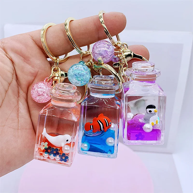 Cute Acrylic Keyring - Oil Filled Floating Bubble Keychain