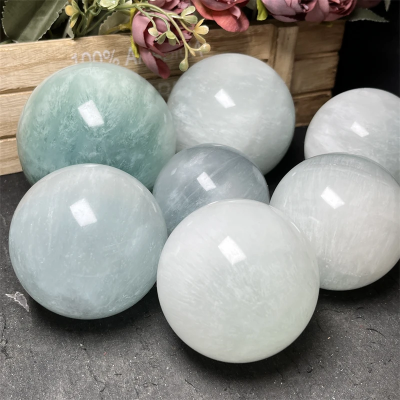 New Arrival Fluorite Spheres Healing Quartz Crystal Feng Shui Rabbit Hair Fluorite Balls for Meditation