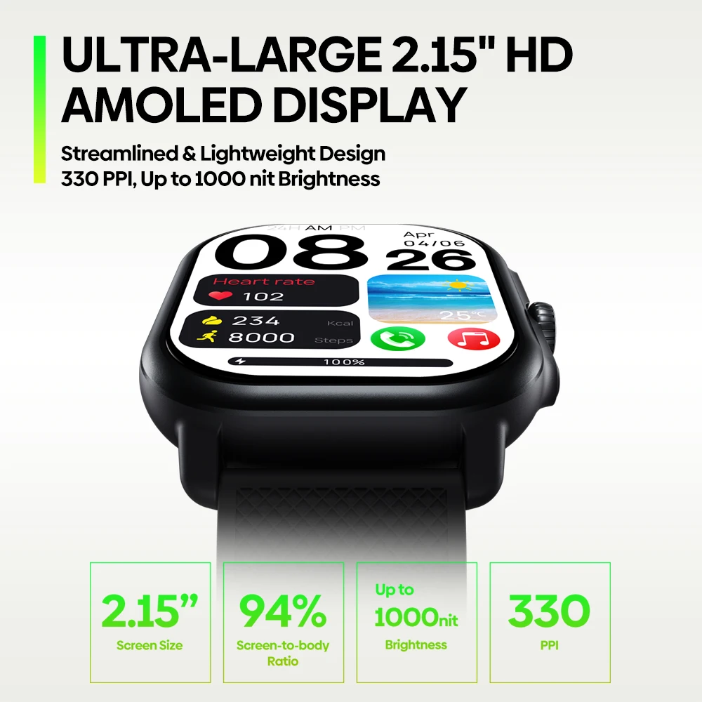 Zeblaze Beyond 3 Pro GPS Smart Watch 2.15" AMOLED Display Built-in GPS & Route Import Make/Receive Phone Calls Smartwatch