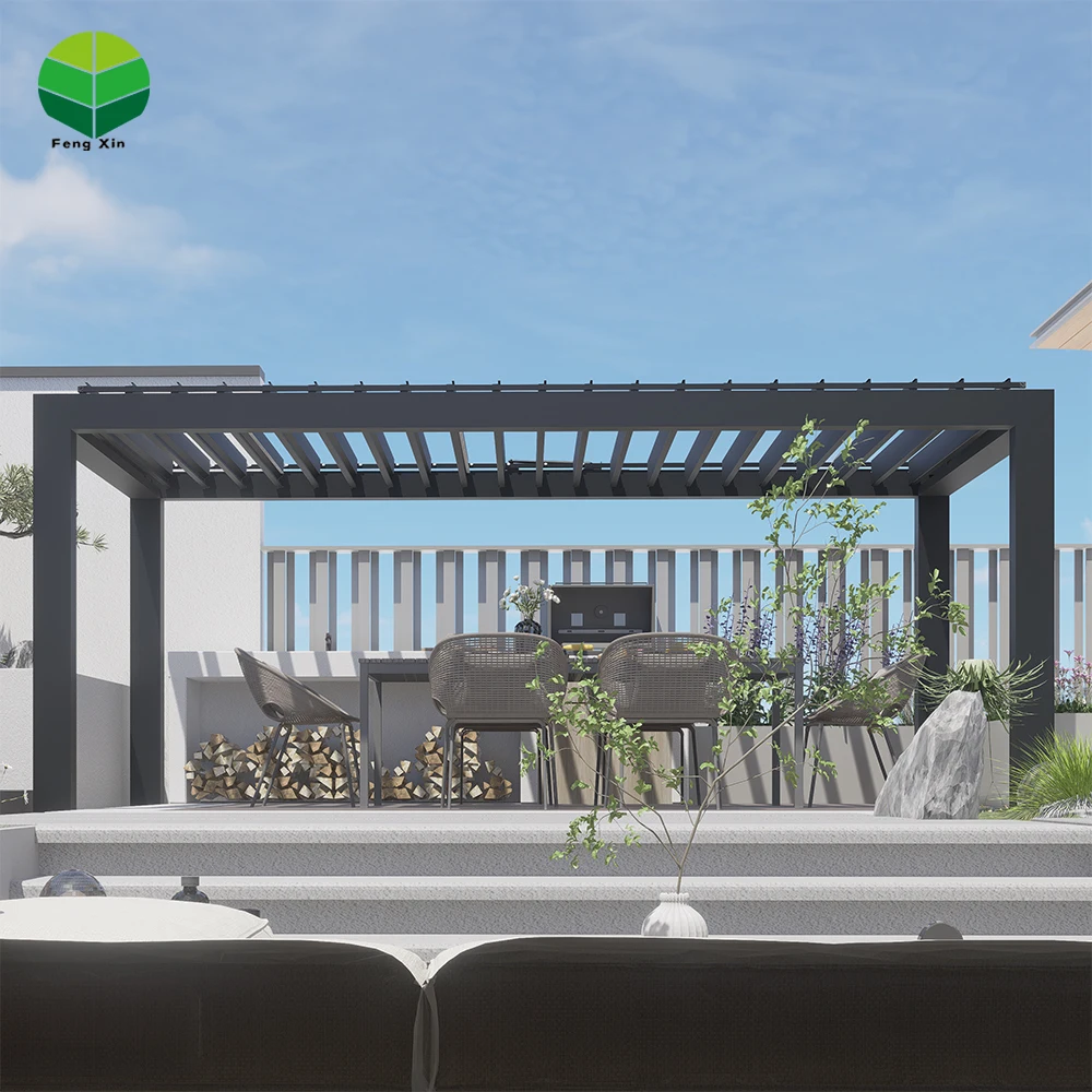 Modern Bioclimatique Manual Pergola Design 3x3 3x4 4x3 4x6 Waterproof Aluminum Frame Gazebo for Garden Balcony 4x4 Room Space