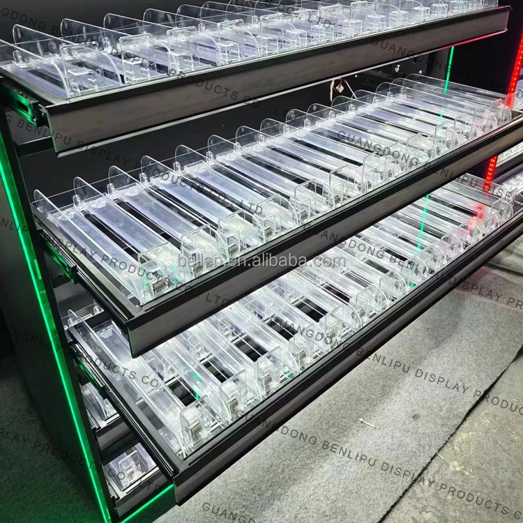Lockable Cigarette Display Rack with LED Light