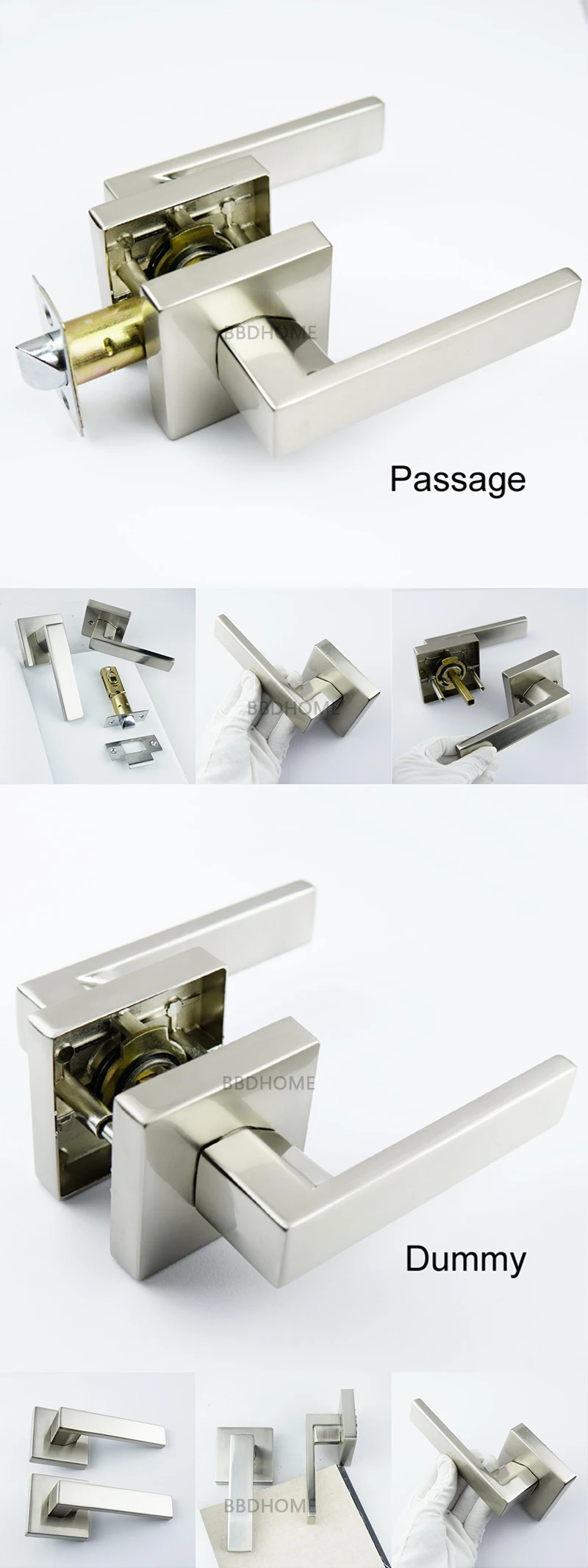 Sn Exterior Entrance Passage Dummy Bathroom Door Lever Square Wooden