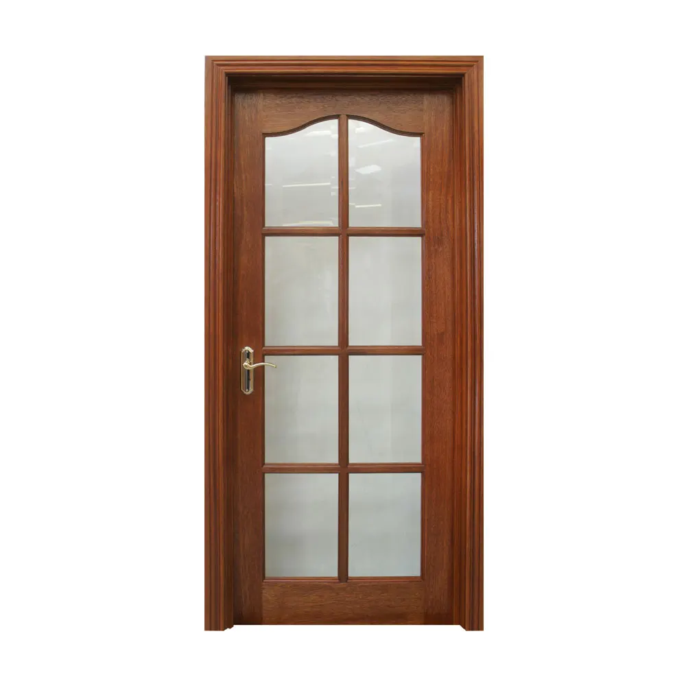 New Design Kitchen Glass Bathroom Doors Sapele French Glass Lattice Wooden Door Design