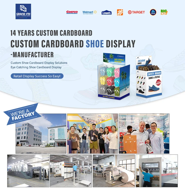 Custom Floor Standing Shoe Cardboard Retail Shoe Display Rack Riser For