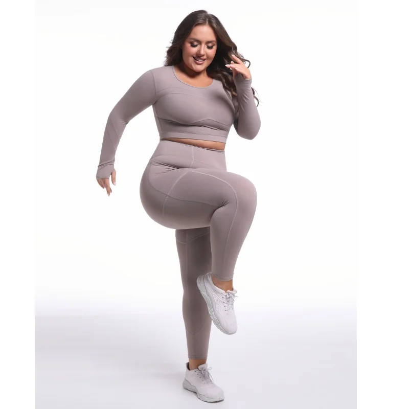 product odm plus size quick dry running jackets long sleeve yoga sets outdoor fitness gym training lady fitness yoga pants with pocket-60