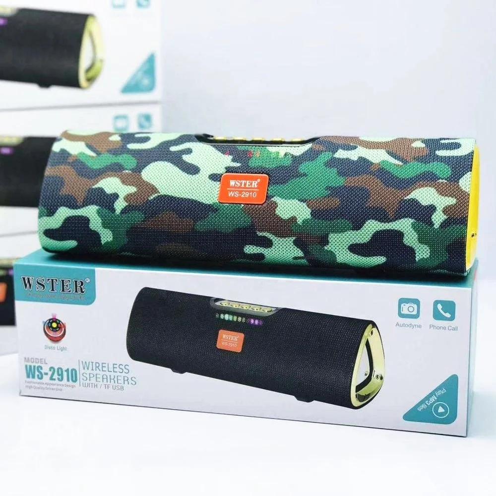 WSTER WS2910 Support USB TF Card FM Radio Wireless Tooth Speaker Sound Box Big Portable Speaker Blue Outdoor Activities Battery