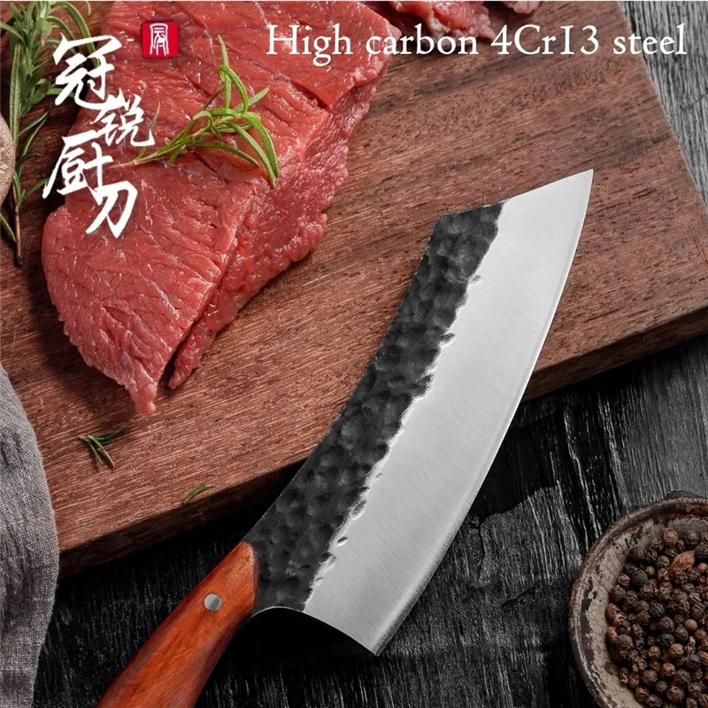 Meat Cleaver Knife, Chef Knife Handmade Forged High-carbon Clad Steel  Kitchen Knives Cleaver Filleting Slicing