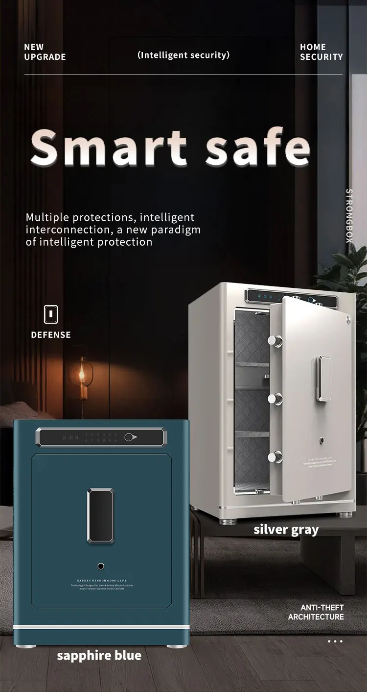 CEQSAFE Home Security Digital TUYA APP Wifi Fingerprint Safe Box Fireproof Steel Household Storage with Key Lock manufacture