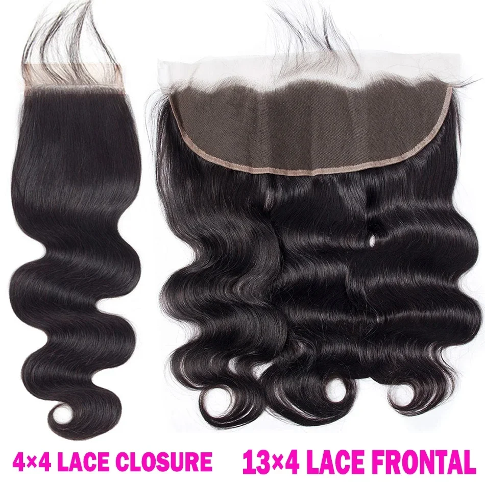 Peruvian Hair 4x4 Lace Closure Body Wave Hair 13x4 Transparent Lace Frontal 100% Human Hair_voghion.com