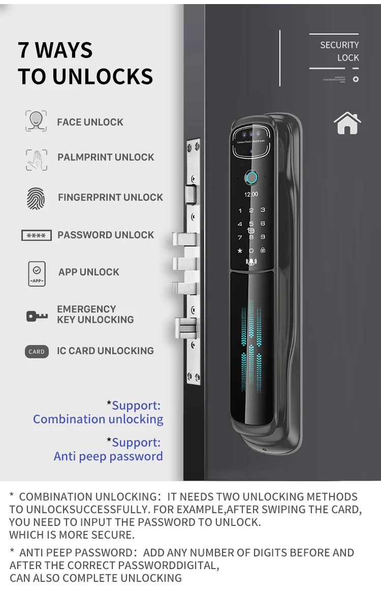 3D Face Recognition Camera Smart Door Lock ES229F - Elock Security