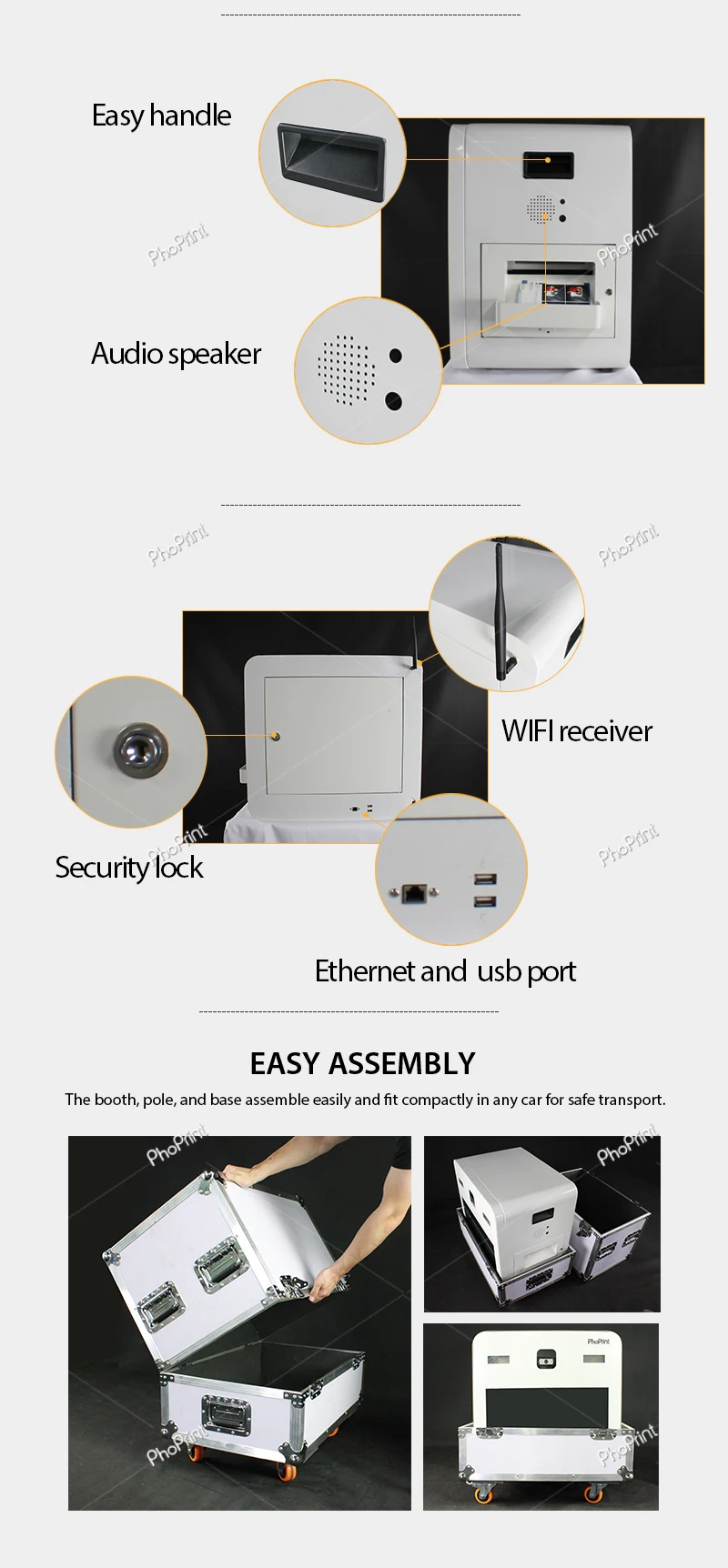 Proprint Portable Vintage Self Service Photo Booth Machine With Software PC Photo Booth