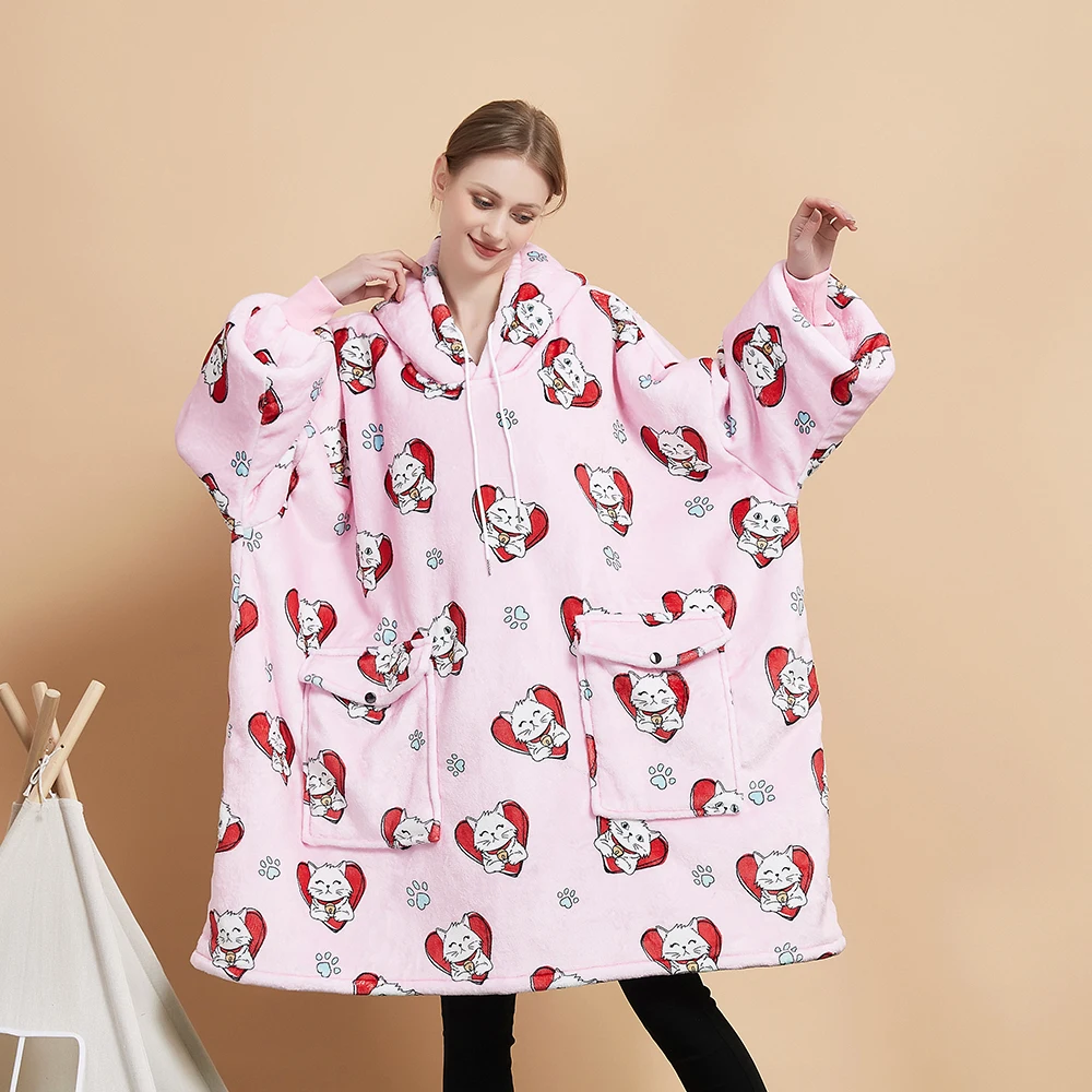 Wholesale Hooded Blanket Best Selling Wearable Blanket Reliable Eco-Friendly Oversized Hoodie Blanket For Winter