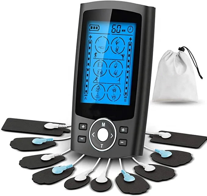 Dual Channel TENS Unit Muscle Stimulator with 20 Modes, 2" and 2" x 4" TENS Unit Electrode Pads