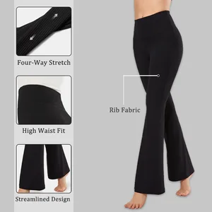 Tummy Control Ribbed Stretchy Tights High Waist Leggings Sport Outfit Gym Fitness Yoga Four-Way Stretch Streamlined Design Pant