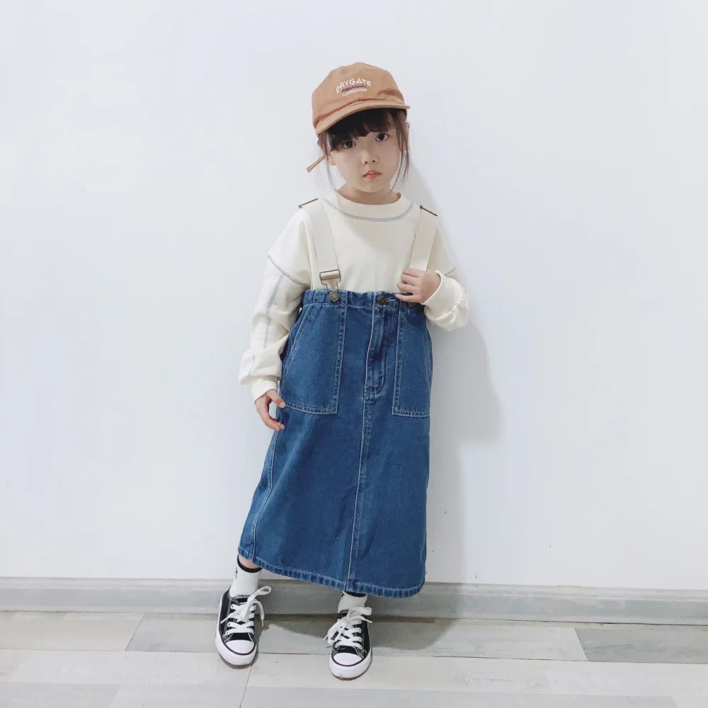 Shop Our 2023 Kid Girl Denim Suspender Skirts Perfect for Ages 3-8
