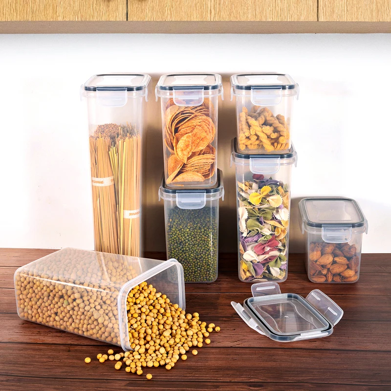 Set 3 Contenitori Alimentari Ermetici Con Coperchio - Trasparenti Impilabili - Plastica Senza BPA - 2