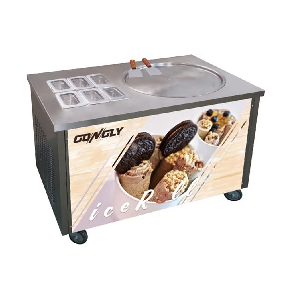 Machine pour Ice cream roll avec plancha glacée + 6 GN 1/9