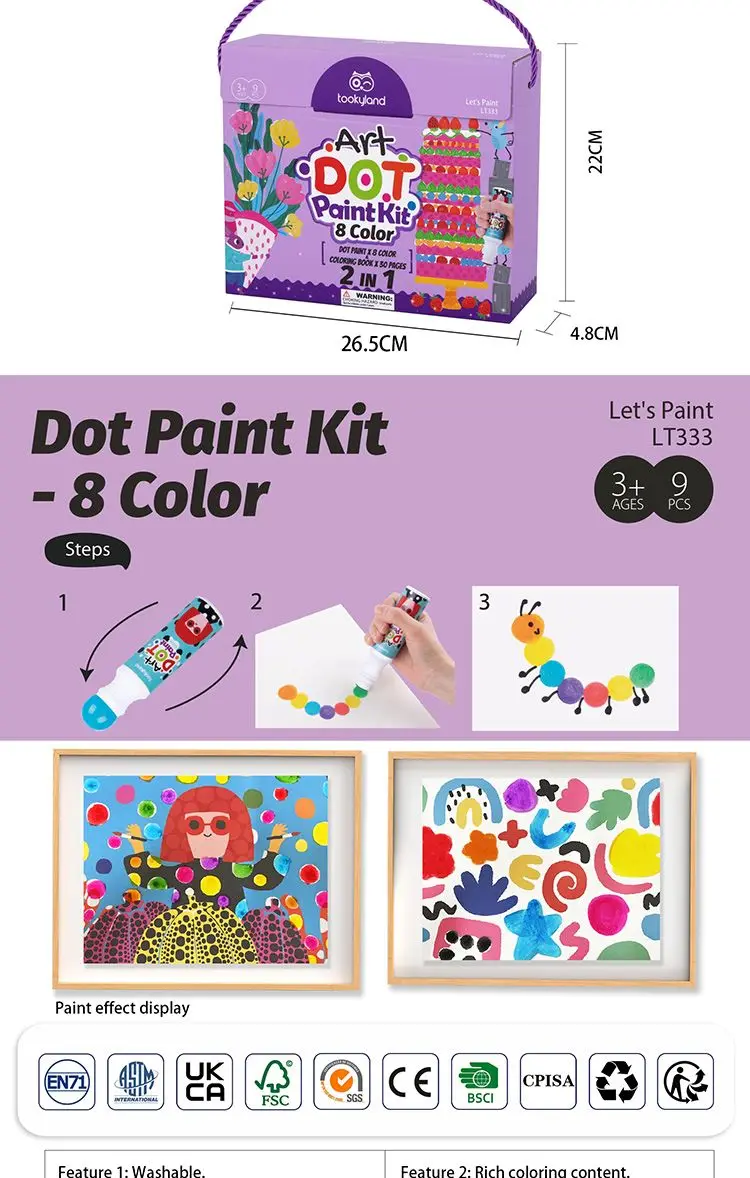 Tookyland Dot Paint - 12 Color 29x27x5cm 29x27x5cm - Craft