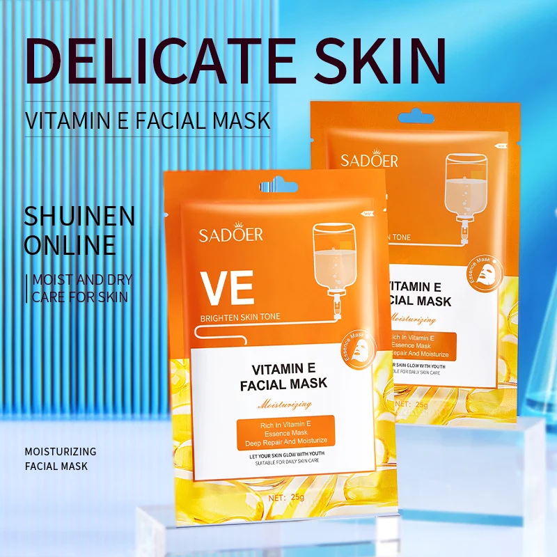 SADOER New Arrival 25g Deep Repairing OEM ODM Vitamin E Delicate Brightening Skin Tone Moisturizing Facial Mask Sheet