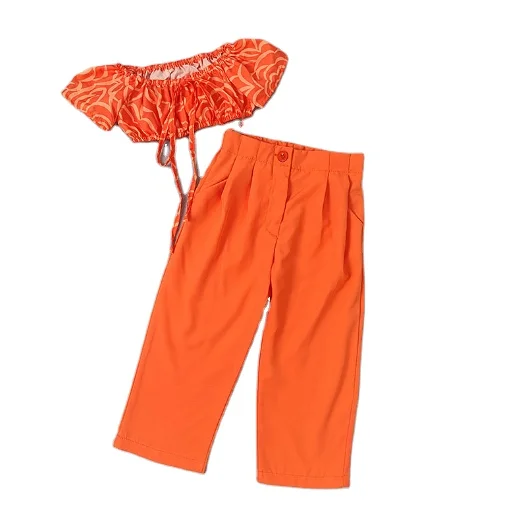 Комплекты для девочек, летняя одежда для девочек, костюм со штанами, детский спортивный костюм на одно плечо, летний комплект одежды для девочек, оптовая продажа