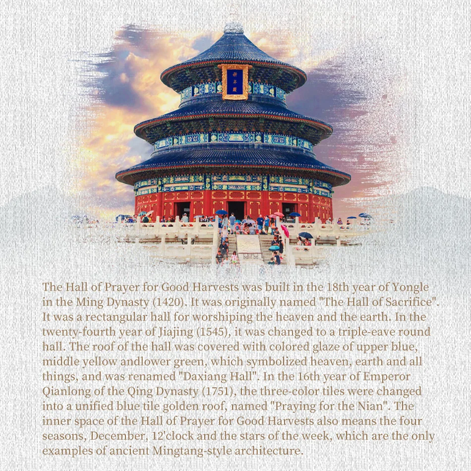 Chinese Style Building Block Temple of Heaven Model Ancient Architectural Ornaments DIY Assembly Toy for Children Kid Gift