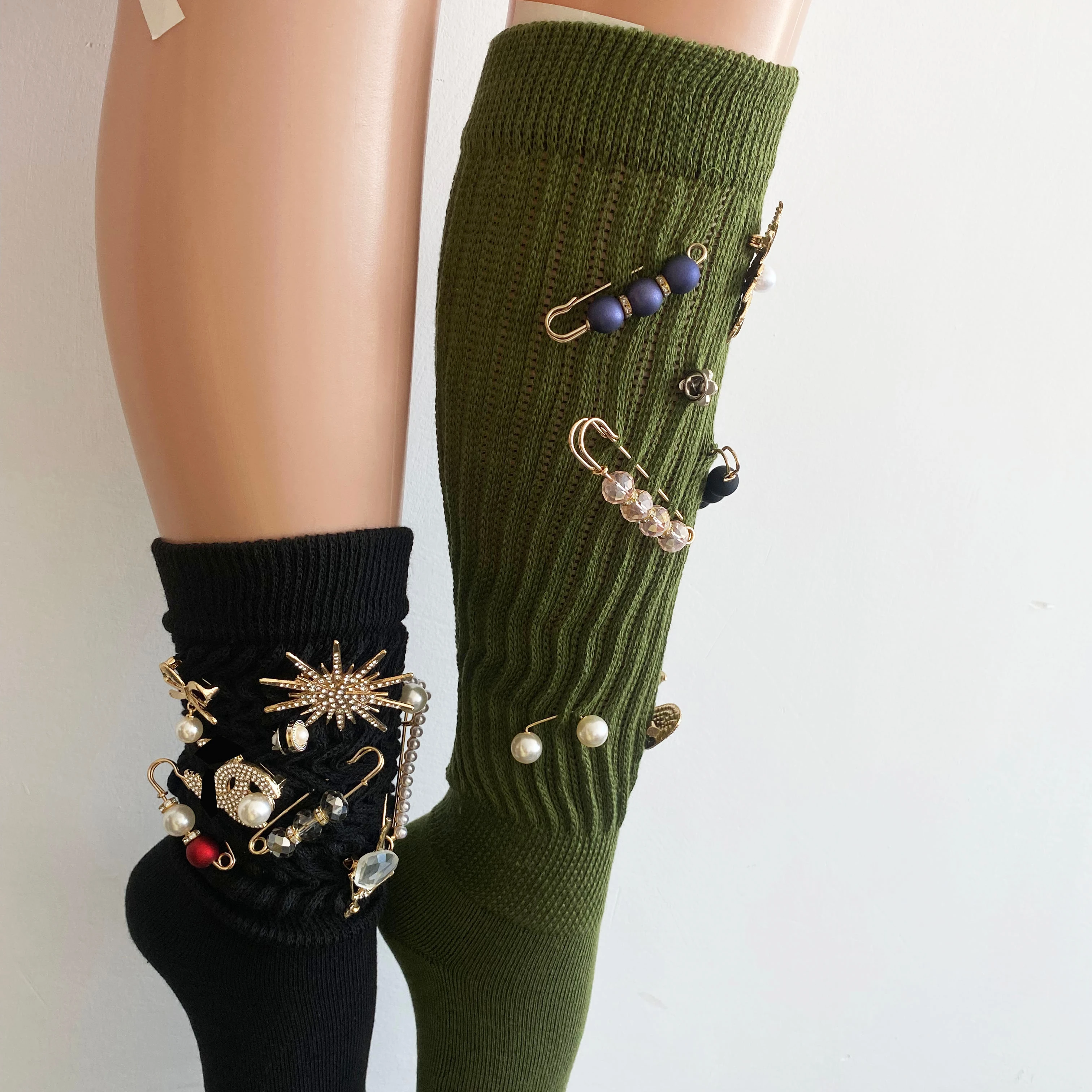 Customized Women Thigh High Boot Jewelry Fun Junk Gold Charms
