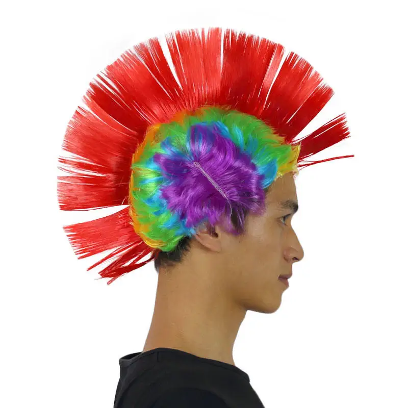 Factory Wholesale Fun Party Ski  Synthetic Hair Wig Full None Lace Cockscomb Mohawk Wig
