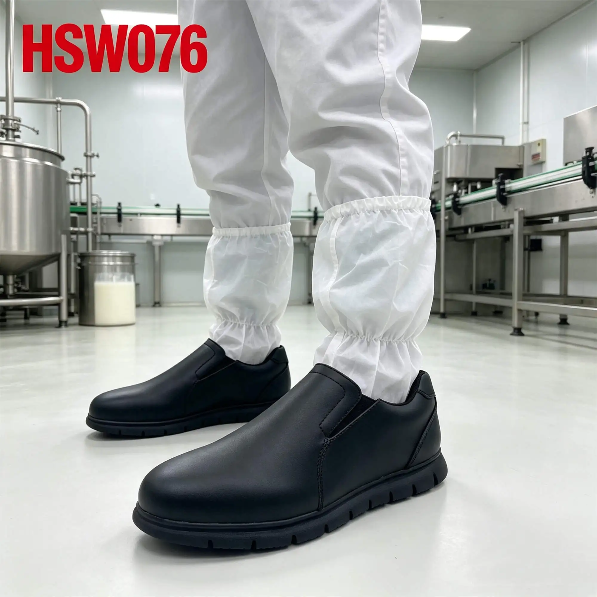 ZYF,Dairy Production Anti-bacteria Black/white Safety Shoes Pull on Style ESD Hua Singh Work Clogs Popular in Spain HSW076