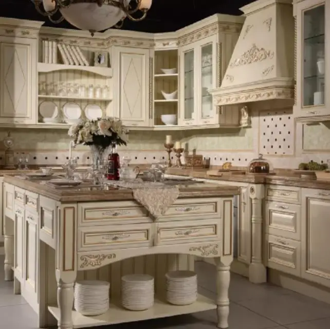 Custom Design Luxury European Style Solid Wood Kitchen Cabinet Modular Kitchen Furniture