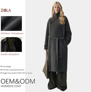 Women's Handmade Woolen Coat for Winter Ladies' Long New Cashmere Coat with Stand Collar Button Decoration Keep Warm Clothing