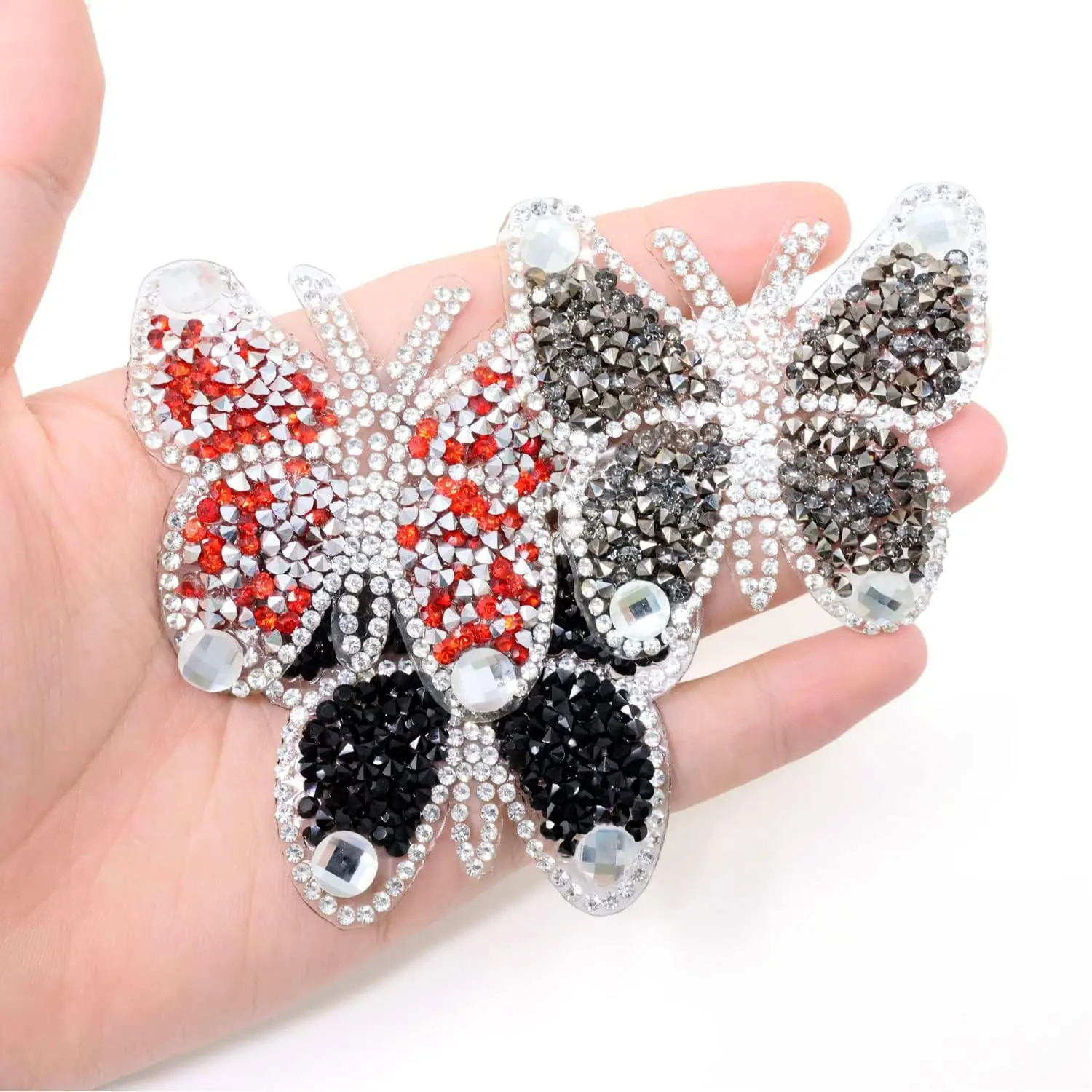 Custom Pattern Logo Heat Transfer Crystal Appliques Clothing Decorative Glitter Sticker Butterfly Rhinestone Patches for Clothes