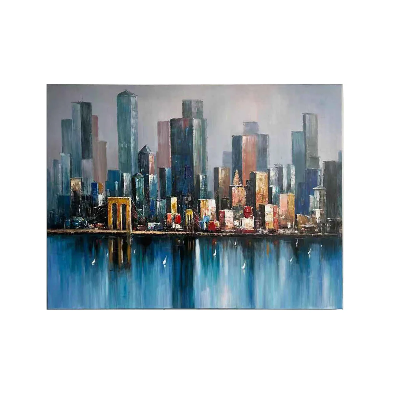 cityscape bridge stretched artwork modern canvas wall art