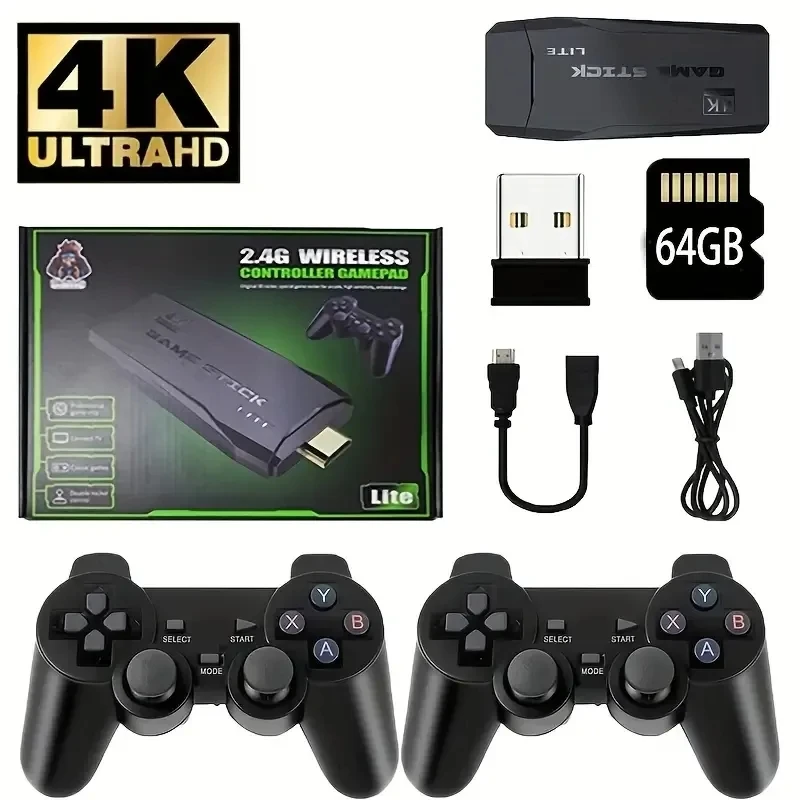 4k Hd Classic Retro Tv Game Console 2.4g Double Wireless Controller For ...