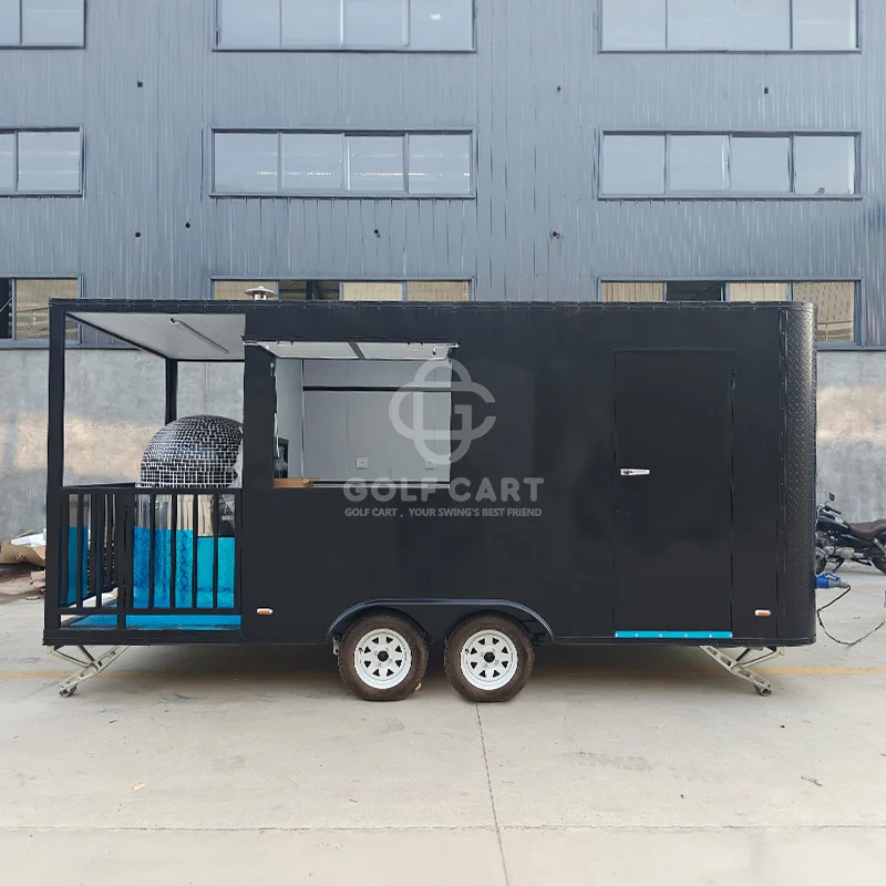 Hot Sale Street Food Cart Pizza Mobile Food Truck Trailer Ice Cream Hot dog BBQ Food Trailer With Porch Fully Equipped For Sale