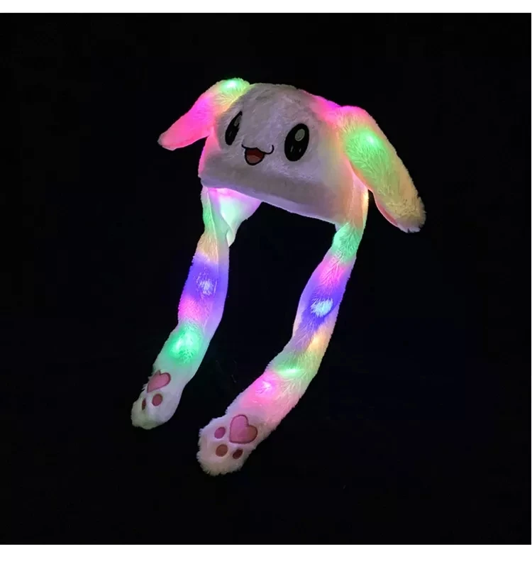 style couleur led lumière mignon doux en peluche en mouvement sautant danse  animal forme drôle lapin lapin oreille chapeau pour bébé enfants