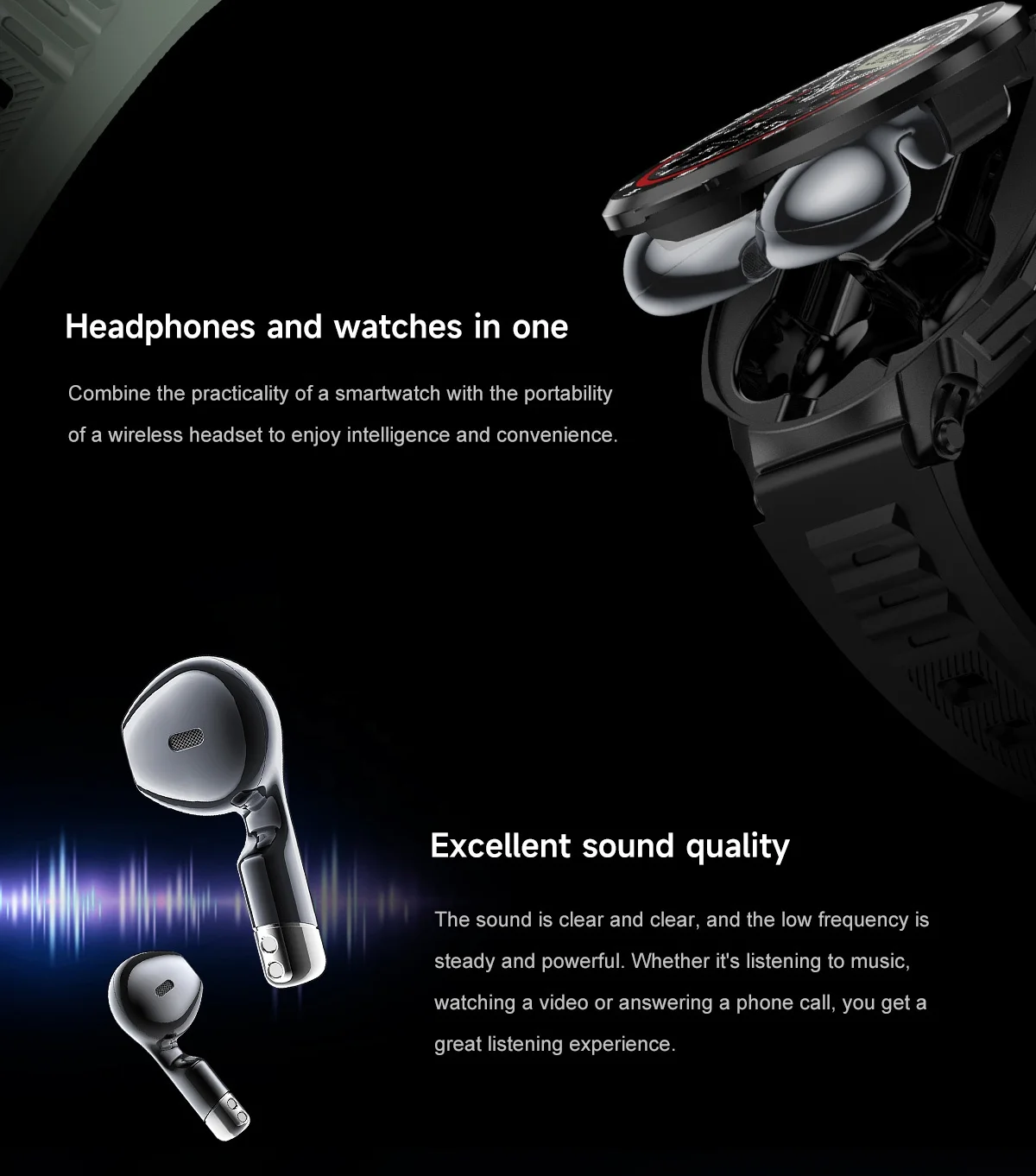 D11 2-in-1 Smart Watch Wireless TWS Earbuds Earphone IP67 NFC Call Health Monitoring Sport Smartwatch for Android IOS iPhone Men