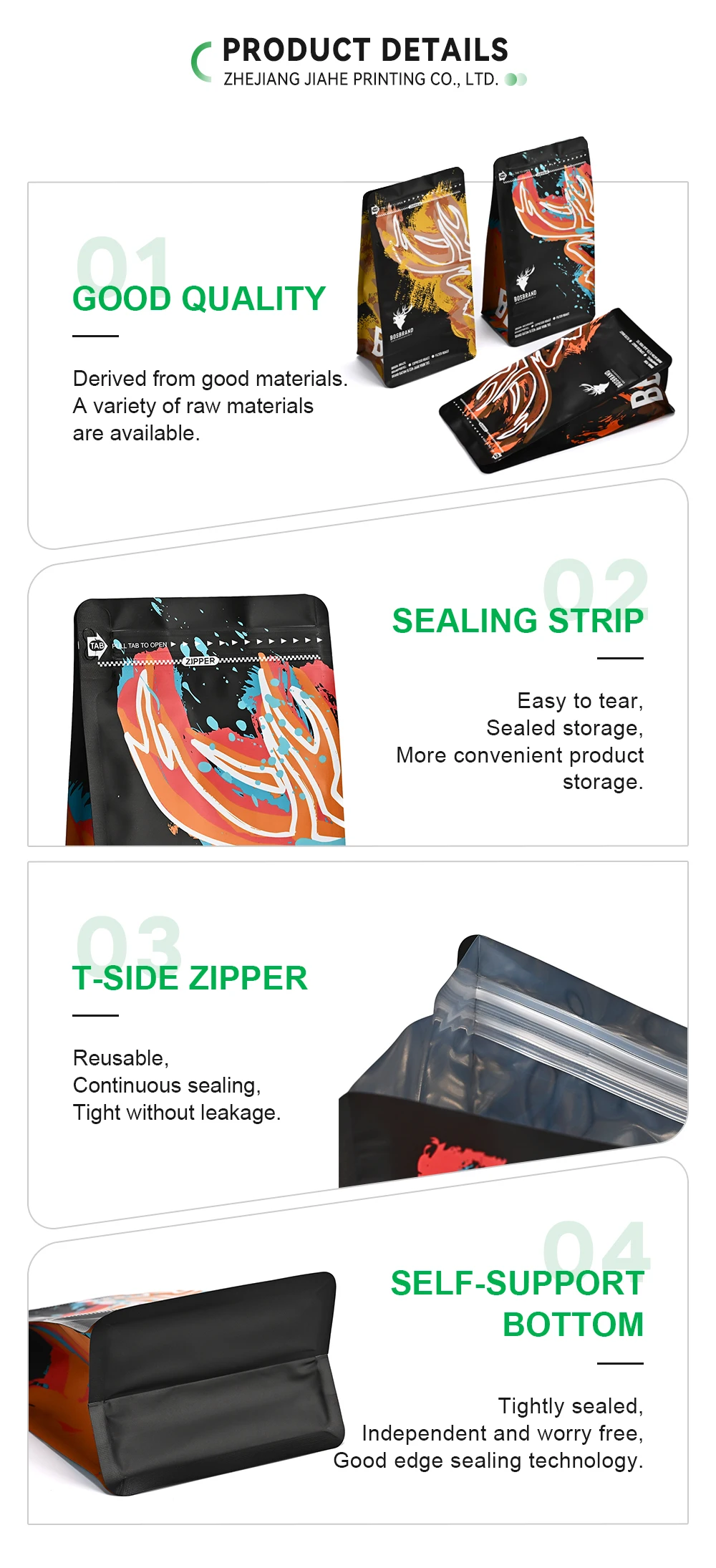 Hot Selling Premium Odor-Proof Plastic Coffee Bags for Specialty Coffee Packaging in Online Marketplaces and Coffee Roasteries supplier