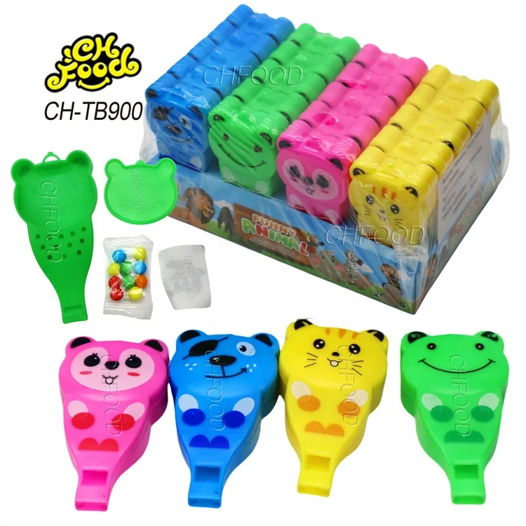 China Wholesale Custom Private Label Plastic Whistle Cartoon Animal Toys with Tablet Candies and Tattoo Stickers for Kids