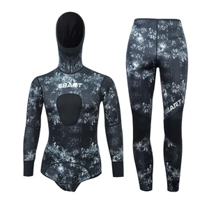 Mens 5mm Neoprene Warm Diving Suit slip Tip Close Cell Diving Camouflage Two-Piece Spearfishing Wetsuit