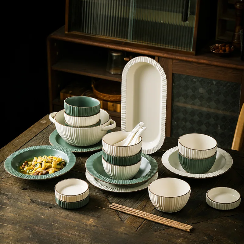 Arcopal Dinner Set Bowl Ceramic Tableware Combination Suit Underglaze Large Capacity Good-looking Soup Plate Soup Bowl