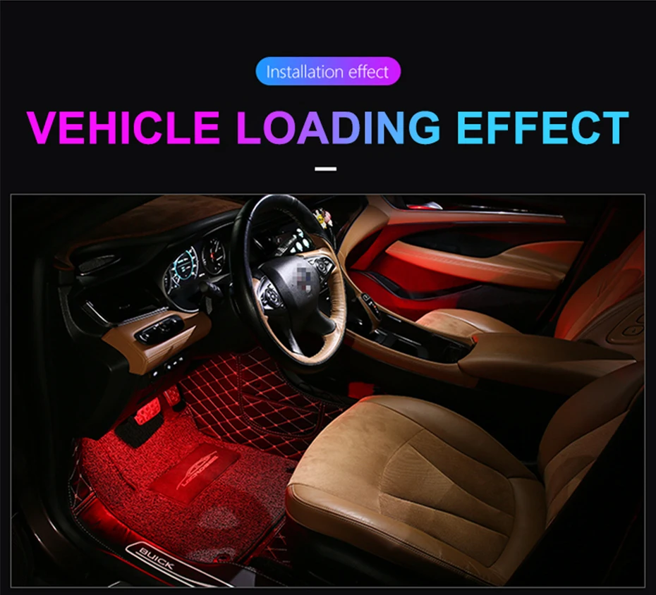 Rgb Car Interior Optical Acrylic Strip Atmosphere Lamp 12v App Sound