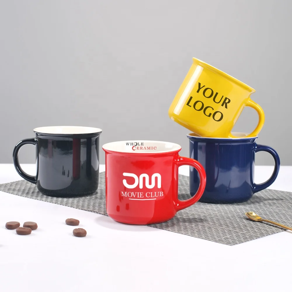 Wholesale Customizable Logo Color Ceramic Coffee Milk Water Mugs for Promotional Gifts and Advertising in Various Shapes