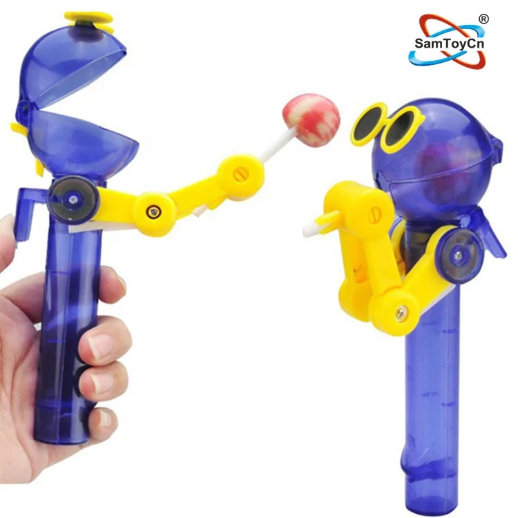 2020 Hot Candies Lollipop Holder Robot Plastic Easter Candy Toys For Wholesale