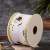 White Base Fabric Snowman Ribbon