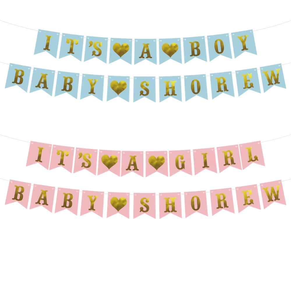 Cute Paper Boy or Girl Baby Shower Bunting 