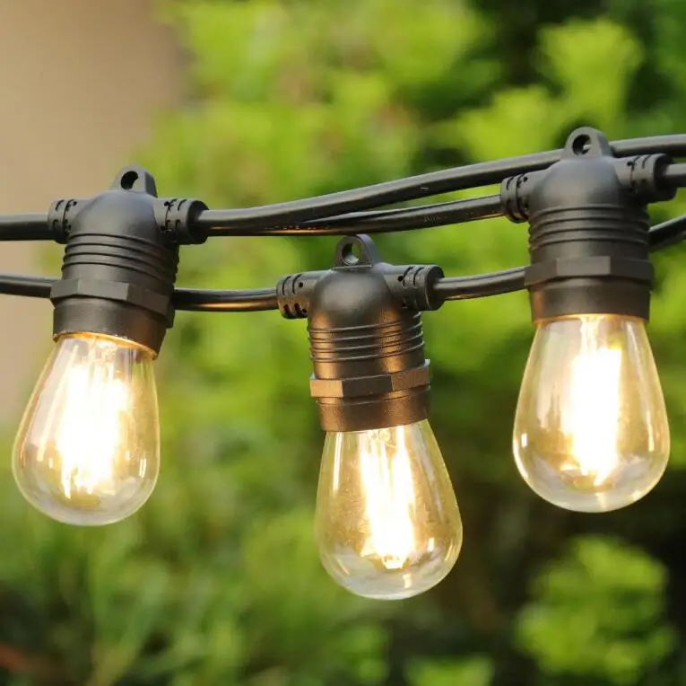 Factory Price 48ft String Lights Outdoor S14 Edison Bulb Christmas Water Proof Commercial  Led Decoration Light String