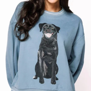 LYG Wholesale Custom New Design Labrador Dog Pet Sequin Pattern Embroidery  Sweatshirt Crewneck Cotton Fashion Sweatshirt
