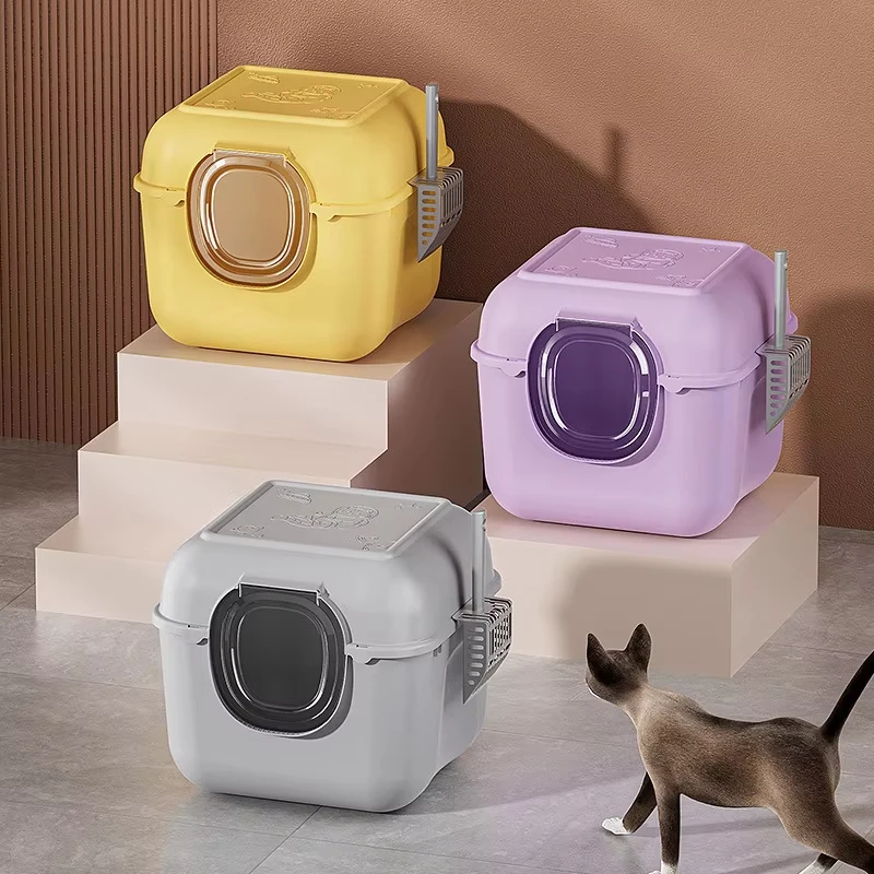 New High Quality Durable Cat Toilet Box With Cover Cat Litter Box Self Cleaning Foldable Cat Litter Box Toilet Pet Supplies details