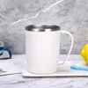 White stainless steel mouthwash cup with handle-450ml