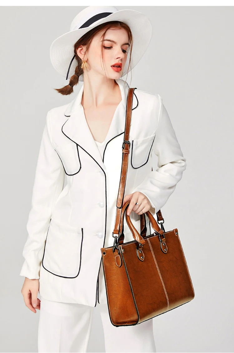 Wholesale Custom Design Ladies Real Cowhide Tote Bag Fashion Shoulder ...